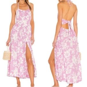 Free People Perfect pink floral halter open back Sundress NWOT